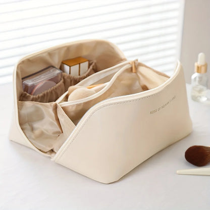 Trousse de Maquillage de Luxe pour Femmes – Trousse de Toilette Portable, Pochette de Rangement Cosmétique avec Fermeture Éclair, Boîte de Rangement de Voyage pour Maquillage, Soins de la Peau et Essentiels Personnels