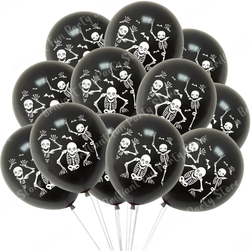 12-Inch Halloween Latex Balloons – Black, Orange, White & Pink Balloons for Halloween Parties, Holiday Events, Party Favors & Decorations