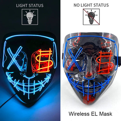 Masque LED sans fil Purge – Masque néon lumineux pour Halloween, fêtes et festivals