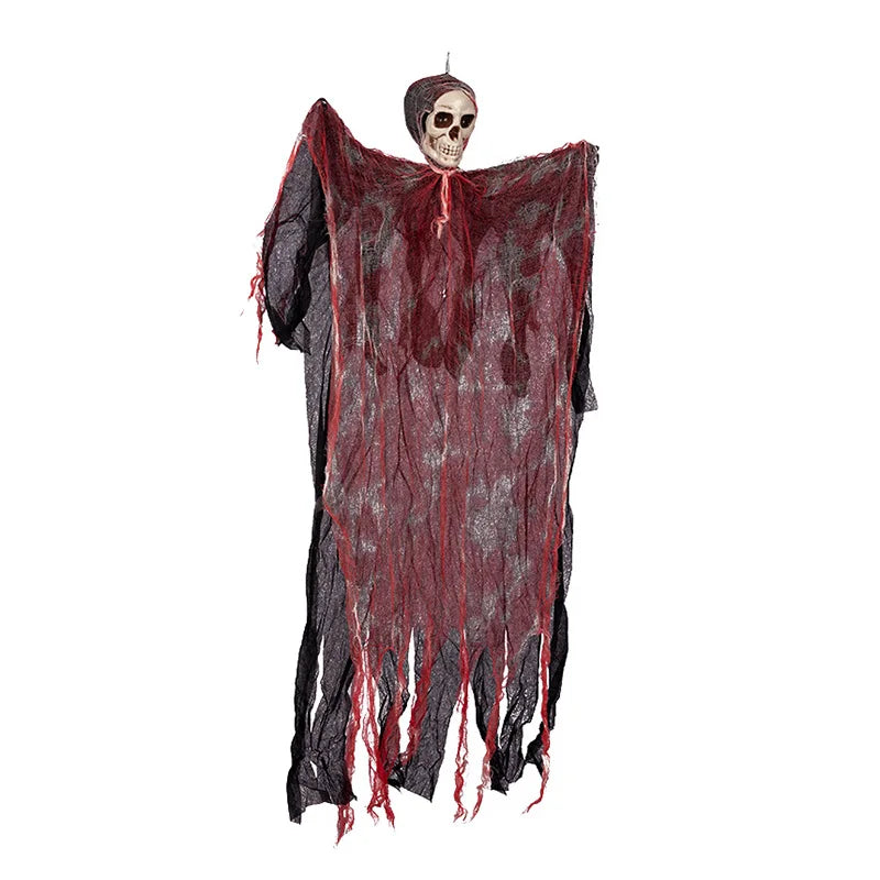 1PC 90CM Halloween Hanging Skeleton Ghost Decoration – Scary Indoor & Outdoor Prop for Parties, Bars, Haunted Houses & Graveyard Decor