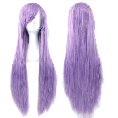 80cm Long Straight Multicolor Heat-Resistant Synthetic Cosplay Wig – Anime Halloween Party Costume Hairpiece