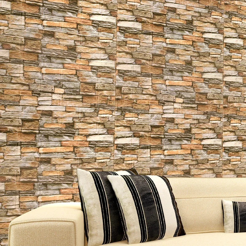 Papel tapiz de ladrillo de espuma 3D autoadhesivo – Paneles de pared impermeables despegables y pegables (70 × 1000 cm)
