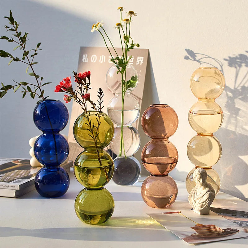 Nordic Glass Flower Vase – Decorative Terrarium Planter for Home, Living Room & Office Décor