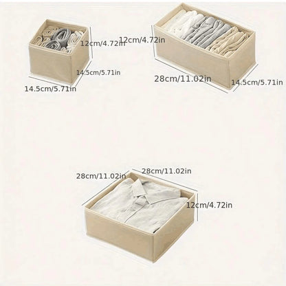 Juego de organizadores plegables de ropa interior de 6/12 piezas – Cajas de almacenamiento para cajones para sujetadores, calcetines, ropa interior y organización de armarios