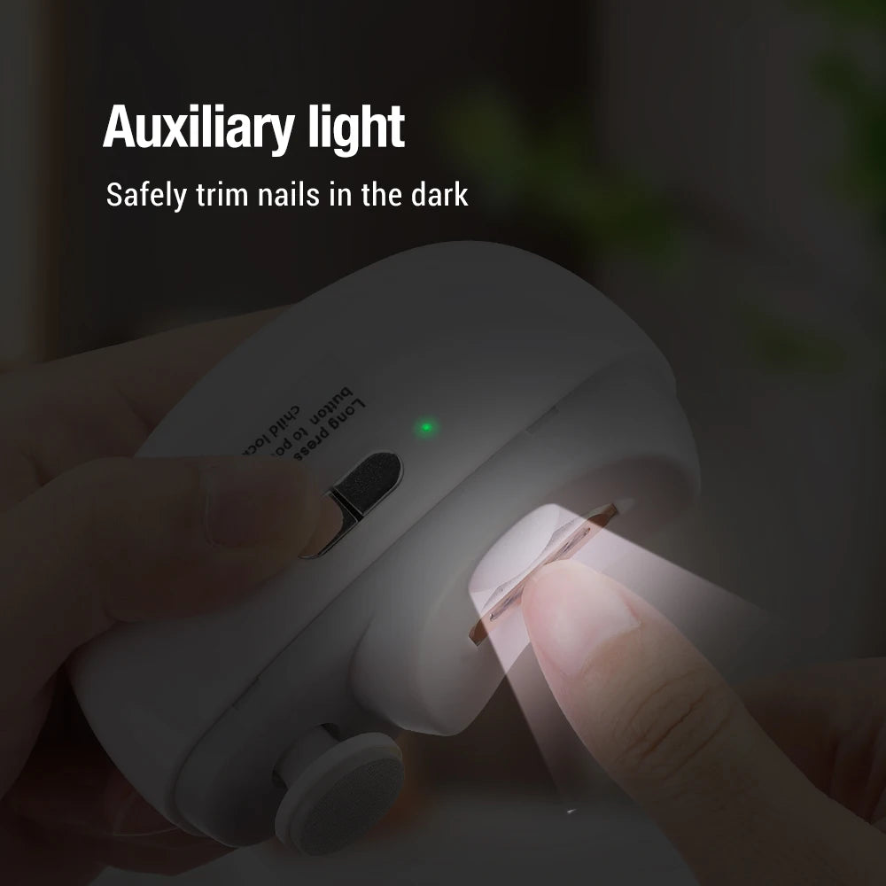 Electric Nail Clipper Trimmer – Rechargeable Baby & Adult Nail Cutter with LED Light, Grinder & Polisher