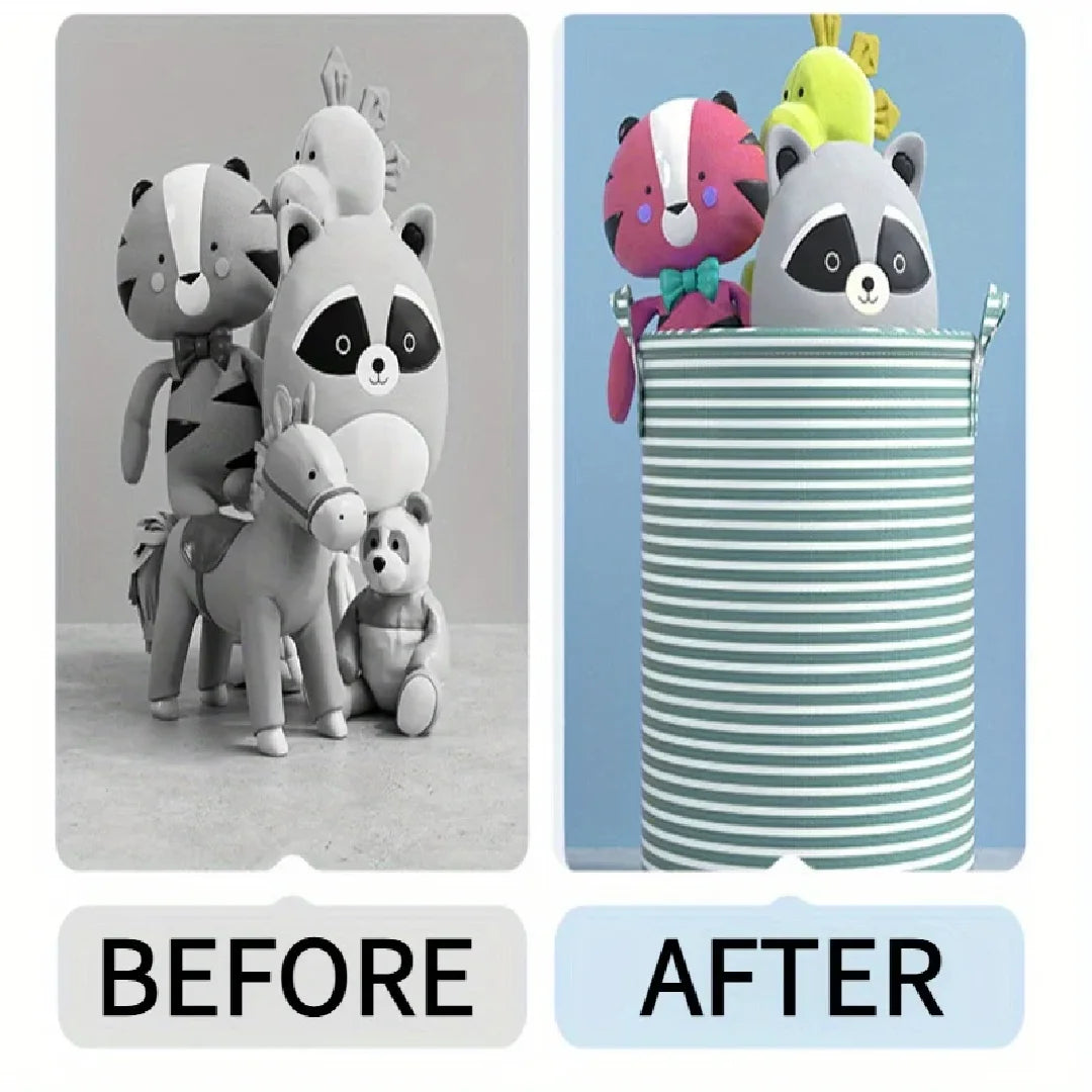 Foldable Laundry Basket Collapsible Striped Clothes Hamper Storage Organizer for Bathroom, Bedroom & Toys
