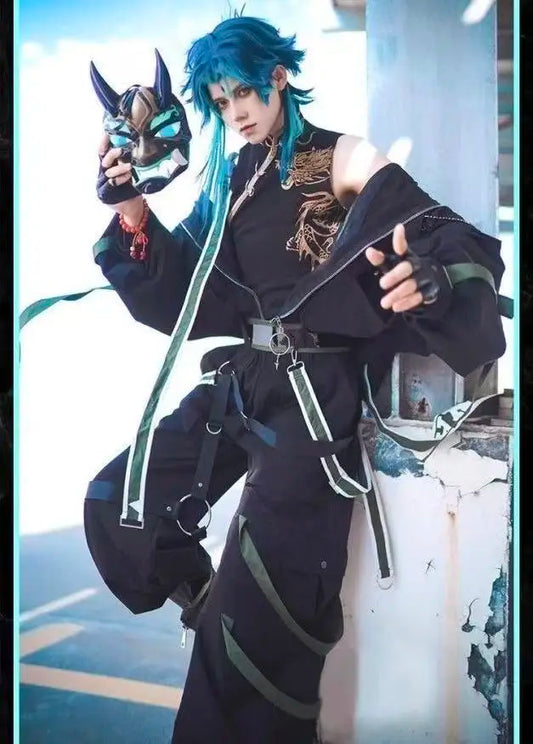 Disfraz de Cosplay de Protector Dharma Oscuro inspirado en Xiao – Traje de Rol de Anime y Videojuego para Someter Demonios para Halloween y Eventos