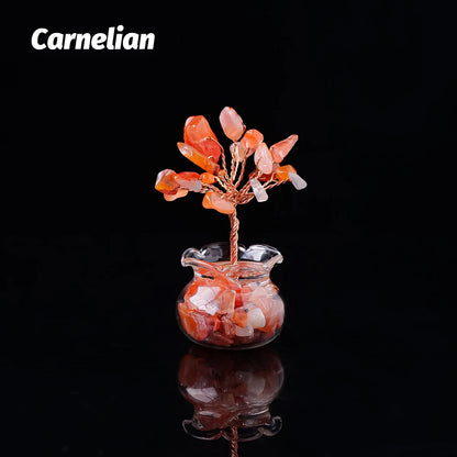 Arbre à vœux en cristal naturel – Arbre à vœux bonsaï en cristal Feng Shui de guérison Reiki pour la décoration de la maison, du bureau et de la table