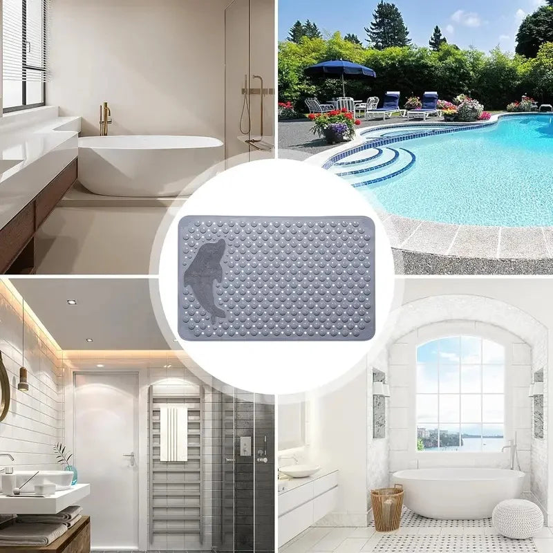 Dolphin PVC Bath Mat 35x70cm – Non-Slip Bathroom Shower Rug with Massage Texture for Bathtub & Floor
