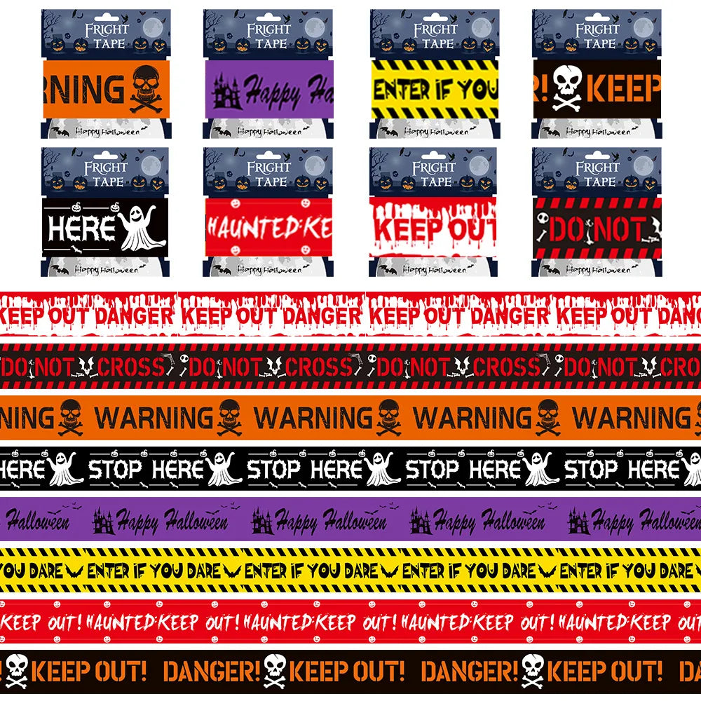 Halloween Warning Tape – Scary Caution & Hazard Tape Roll for Indoor & Outdoor Party Decorations, Spooky DIY Props & Haunted House Decor