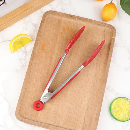 Silicone BBQ Grilling Tongs – Non-Stick Stainless Steel Kitchen Cooking, Salad & Serving Tongs