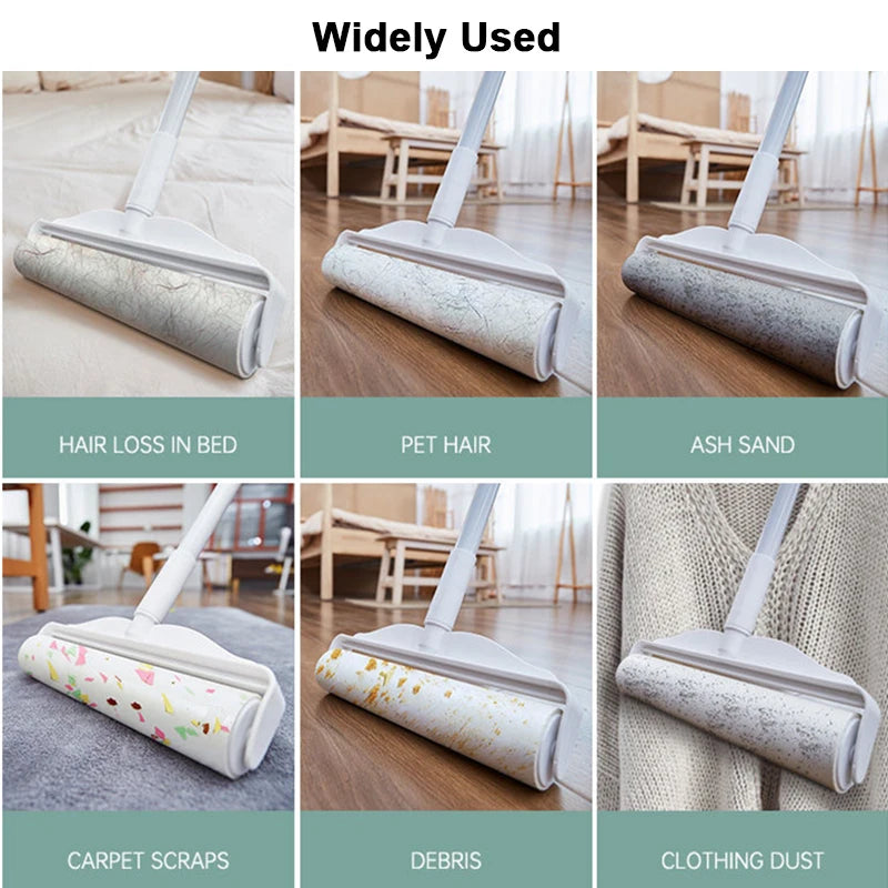 Long Handle Lint Roller – Retractable Pet Hair & Dust Remover for Clothes, Furniture, Bedding & Upholstery