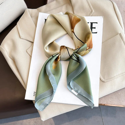 70x70CM Foulard en soie imprimé pour femme – Châle Pashmina carré tendance, tour de cou de luxe, bandeau et bandana décoratif