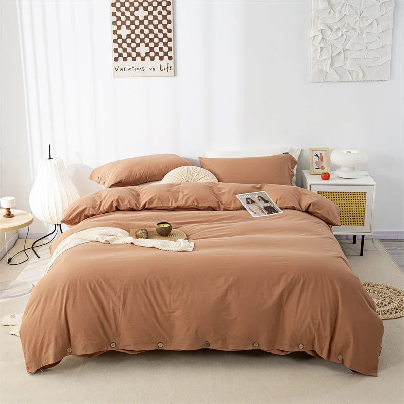 3-Piece 100% Cotton Bedding Set – Duvet Cover & Pillowcase Set for Queen & King Beds