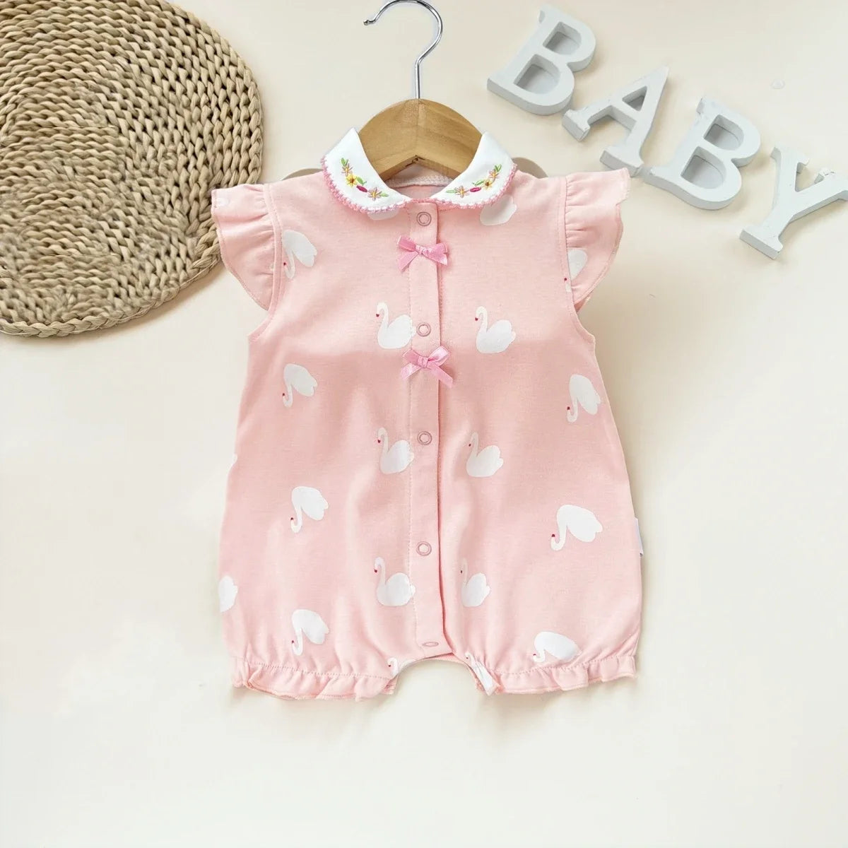 Pelele de verano para bebé recién nacido – Body de manga corta de algodón suave con estampado de dibujos animados para bebés y niñas (3-18 meses)