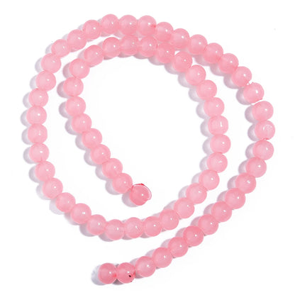 1 brin de perles de verre unies 6/8mm – Perles rondes intercalaires lâches pour la fabrication de bijoux DIY, bracelets faits main, colliers et accessoires d'artisanat