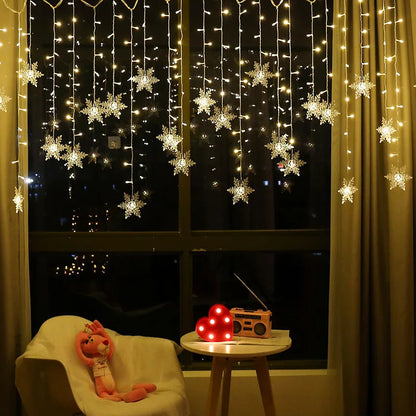 Guirlande lumineuse LED en forme de flocon de neige de 3,2 m – Guirlande lumineuse étanche pour Noël, mariages et décorations de vacances