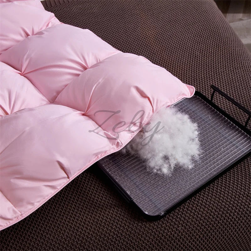 Edredón de lujo 100% plumón de ganso blanco – Duvet ligero y cálido de invierno con diseño plisado
