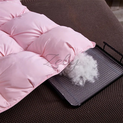 Edredón de lujo 100% plumón de ganso blanco – Duvet ligero y cálido de invierno con diseño plisado