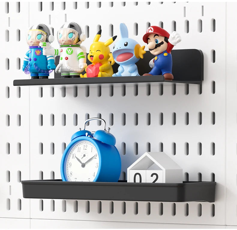 Kit de organización modular de pared con tablero perforado (Pegboard) para bricolaje – Paneles de almacenamiento colgantes sin taladro para cuartos de manualidades, oficina y organización del hogar