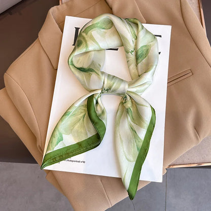 70x70CM Foulard en soie imprimé pour femme – Châle Pashmina carré tendance, tour de cou de luxe, bandeau et bandana décoratif