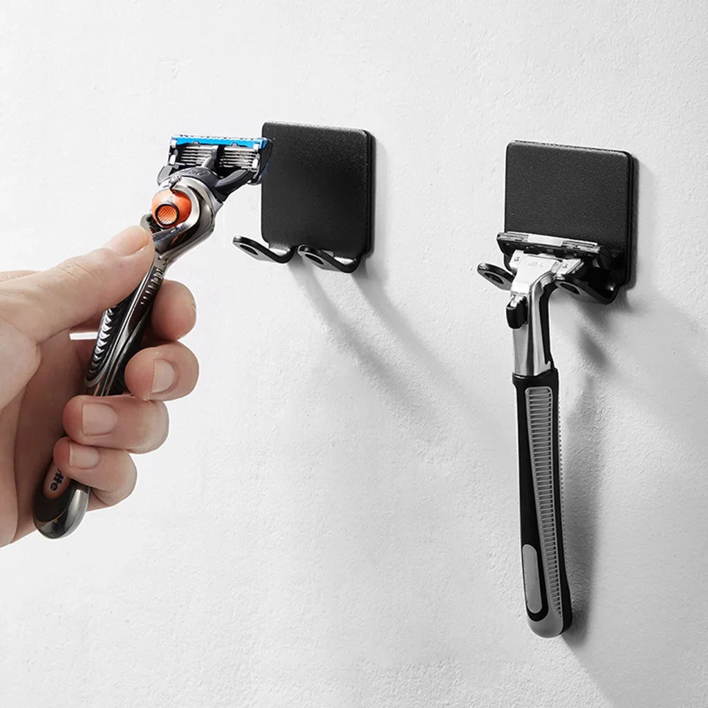 Stainless Steel Razor Holder – Wall Mounted Bathroom Shaver Storage Hook, Punch-Free Razor Rack Organizer, Men’s Shaving Accessory Shelf for Shower & Bathroom Storage