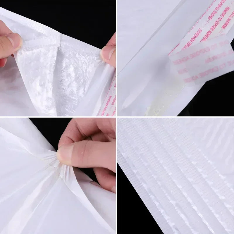 Sobres de burbujas blancos – Sobres de envío acolchados impermeables con autocierre, bolsas de embalaje de burbujas gruesas para envíos seguros (11/15/23 cm)