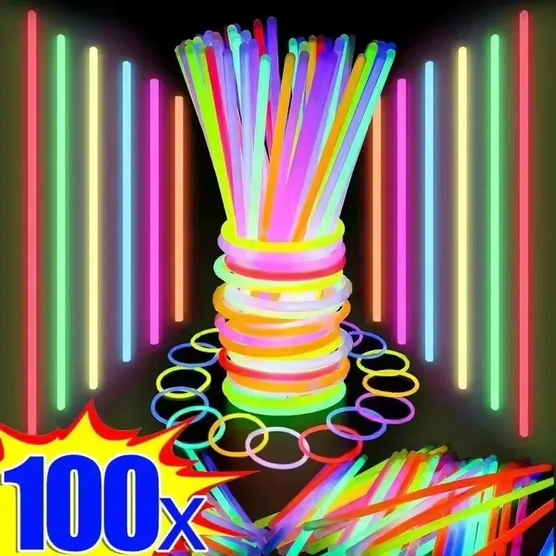 Barras luminosas fluorescentes – Pulseras luminosas multicolores flexibles de 50/100 unidades, barras de luz brillantes para eventos, celebraciones, cumpleaños, bodas y artículos para fiestas nocturnas