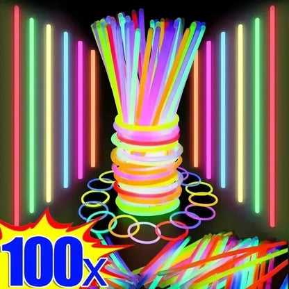 Barras luminosas fluorescentes – Pulseras luminosas multicolores flexibles de 50/100 unidades, barras de luz brillantes para eventos, celebraciones, cumpleaños, bodas y artículos para fiestas nocturnas