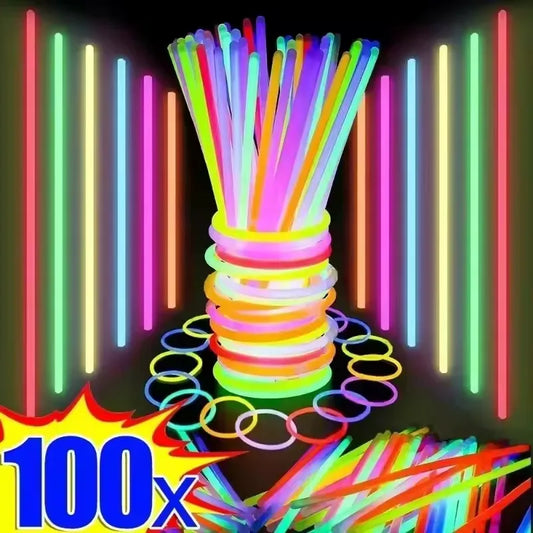 Barras luminosas fluorescentes – Pulseras luminosas multicolores flexibles de 50/100 unidades, barras de luz brillantes para eventos, celebraciones, cumpleaños, bodas y artículos para fiestas nocturnas