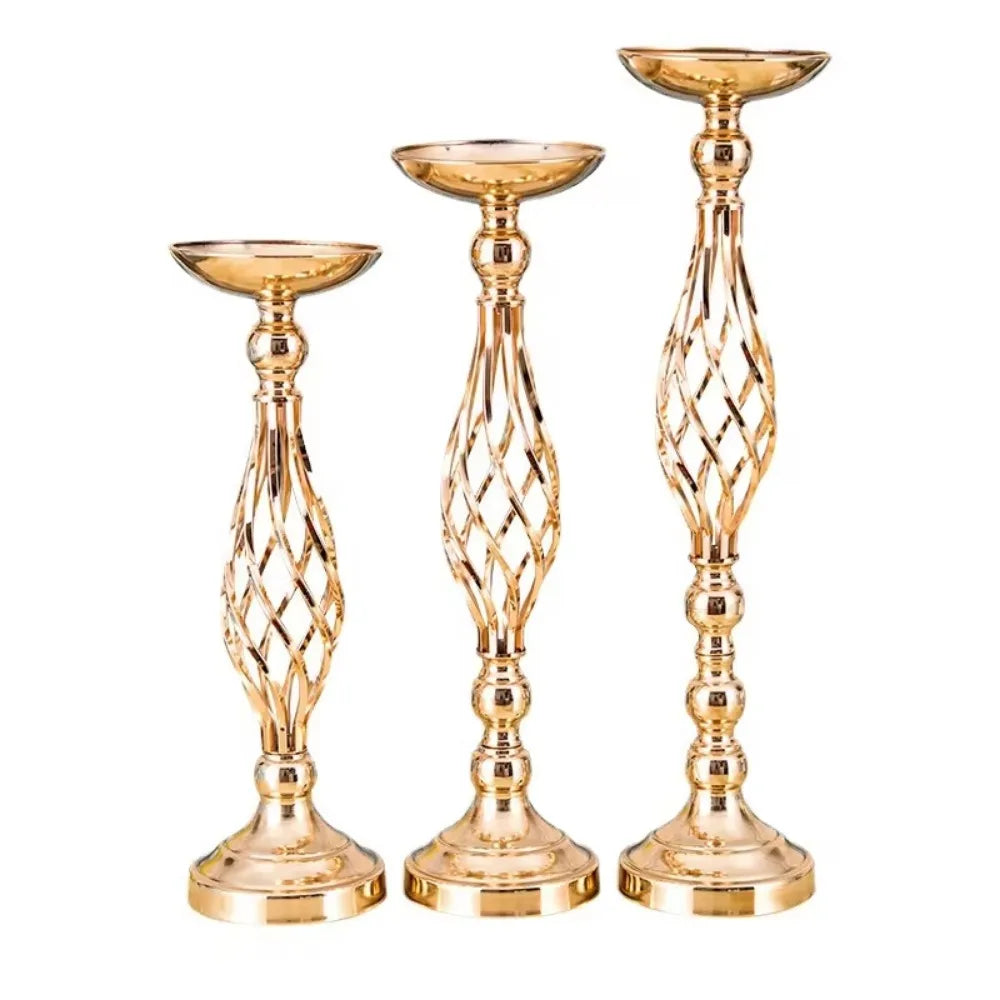 Gold Iron Candle Holder Vase – Twisted Path Table Centerpiece for Wedding Flowers, Home Decor, Wedding Props & Table Arrangements