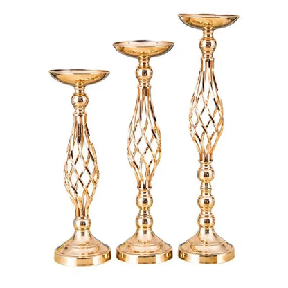 Gold Iron Candle Holder Vase – Twisted Path Table Centerpiece for Wedding Flowers, Home Decor, Wedding Props & Table Arrangements