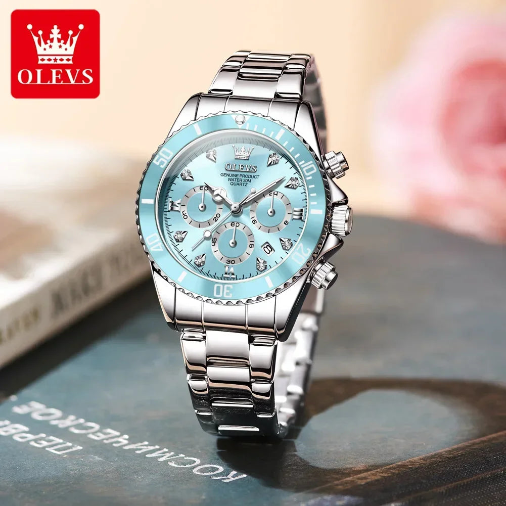 OLEVS Women’s Luxury Quartz Watch – Elegant Zircon-Style Dial, Luminous Display, Date Function & Waterproof Design, Gift for Her