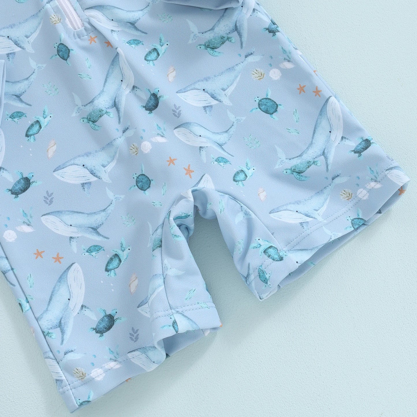 Toddler Baby Boy Whale Print Swimwear Set – Long Sleeve Rash Guard Swimsuit with Sun Hat, Infant UV Protective Beachwear for Swimming, Pool, Summer Vacation & Outdoor Activities