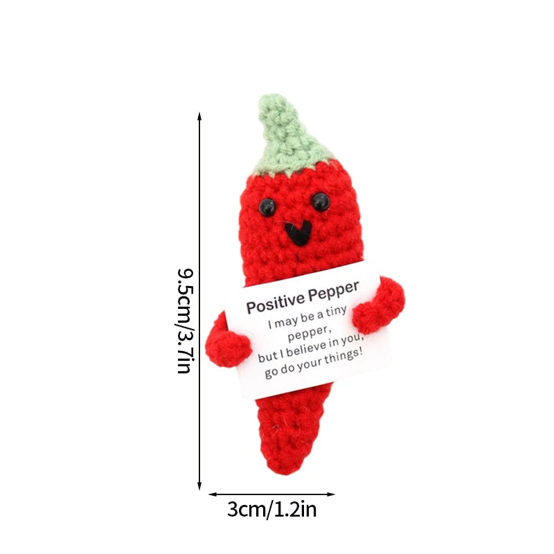 Poupée Pomme de Terre Énergétique Positive au Crochet – Figurine Mignonne en Tricot à Serrer, Artisanat Animalier Kawaii Fait Main au Crochet & Cadeau de Noël
