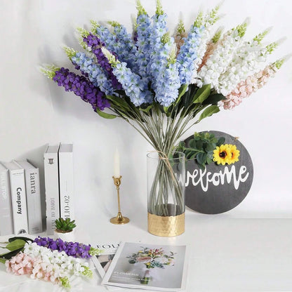5 flores artificiales de jacinto – Tallos florales de imitación de ratán para decoración de sala de estar, celebraciones de boda, paredes de jardín, cajas de regalo y accesorios de bricolaje