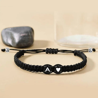 A–Z Initial Heart Braided Bracelet – Personalized Adjustable Name Charm Bracelet for Women & Men | Friendship Jewelry Gift
