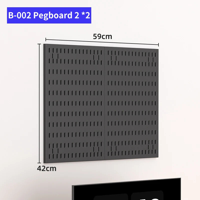 Kit de organización modular de pared con tablero perforado (Pegboard) para bricolaje – Paneles de almacenamiento colgantes sin taladro para cuartos de manualidades, oficina y organización del hogar