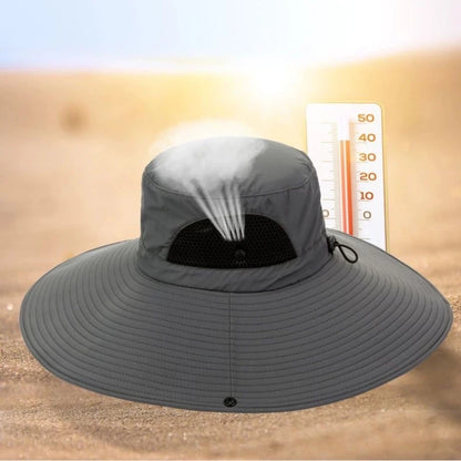 15cm Large Brim Polyester Sun Hat – UV Protection Breathable Mesh Fishing Cap, Foldable Outdoor Hat for Hiking & Beach