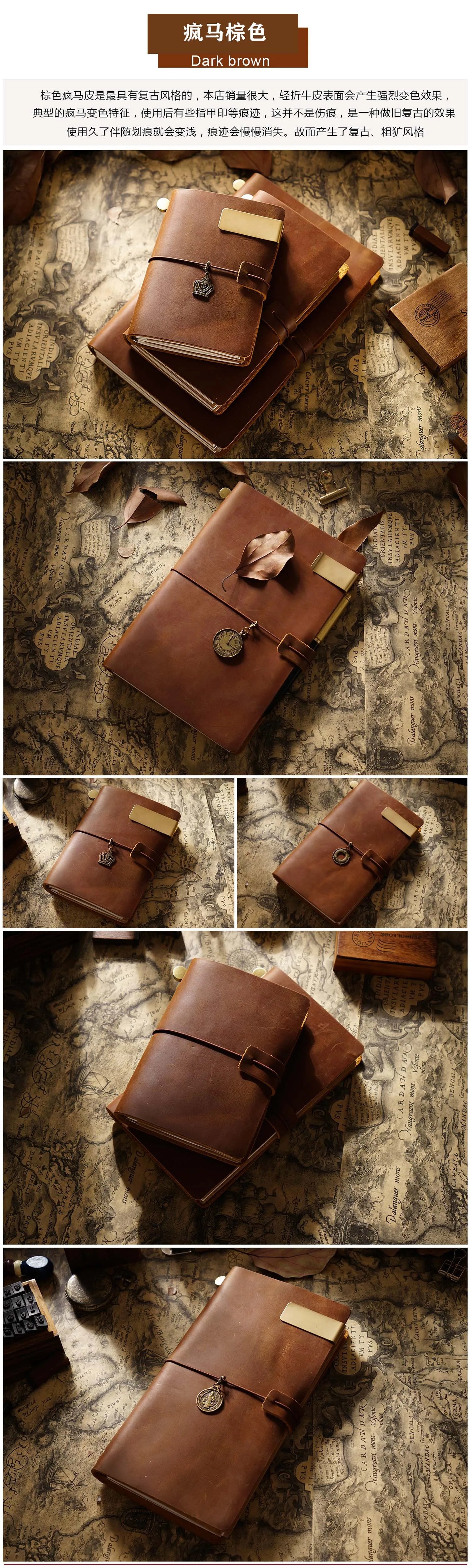 Moterm Genuine Leather Travel Notebook Cover – Handmade Vintage Cowhide Journal & Planner