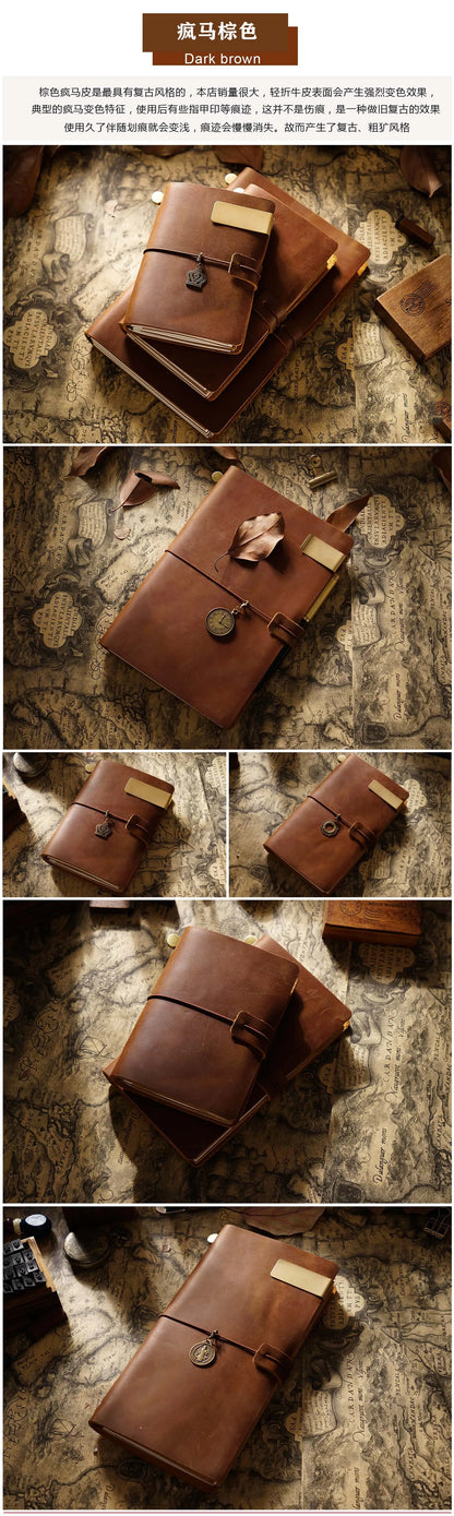 Moterm Genuine Leather Travel Notebook Cover – Handmade Vintage Cowhide Journal & Planner