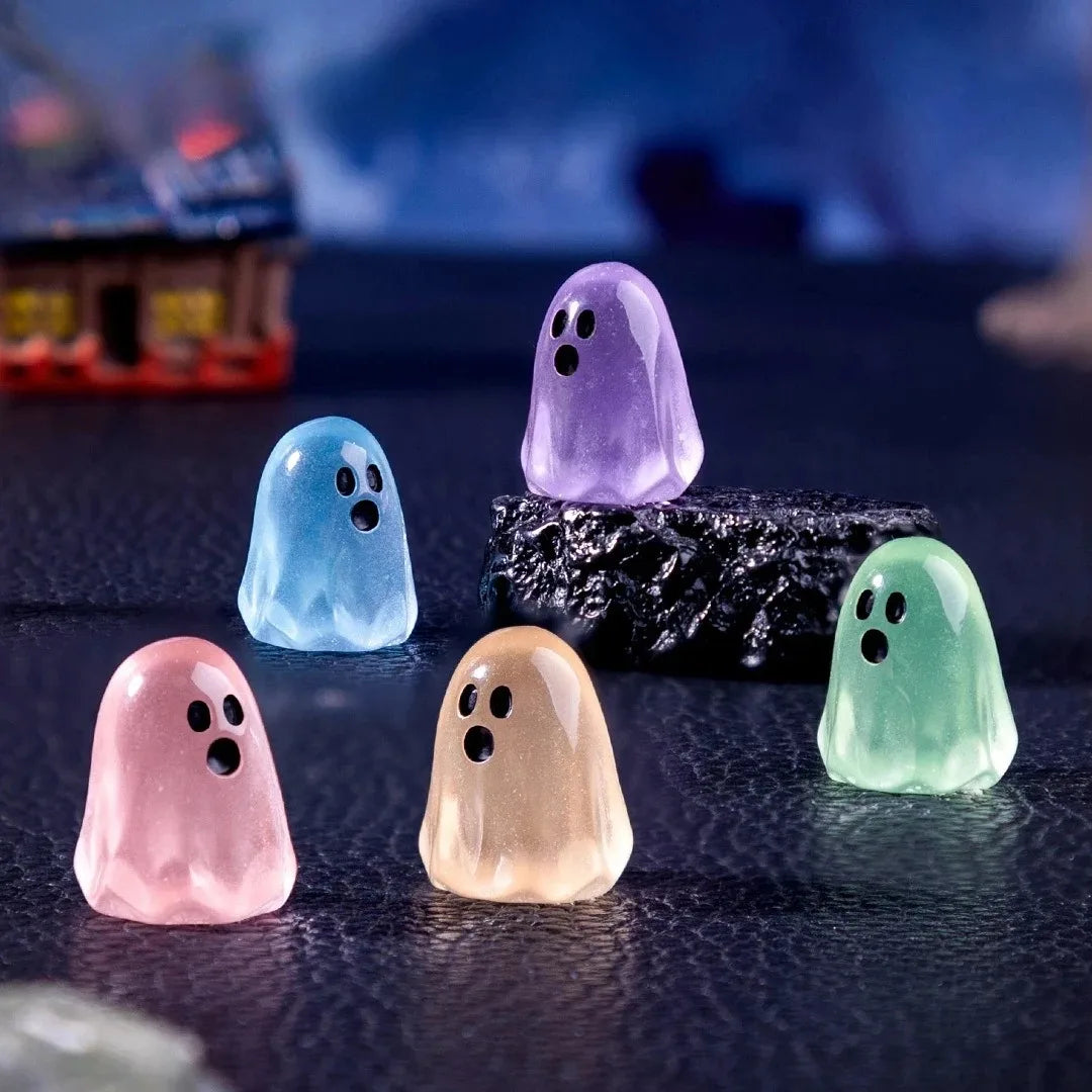 10/20/50 Pièces Fantômes Lumineux – Figurines Mini Halloween Luminescentes dans le Noir, Adorables Figurines Micro Paysage pour Jardin Féerique, Décoration de Fête et Objets de Collection