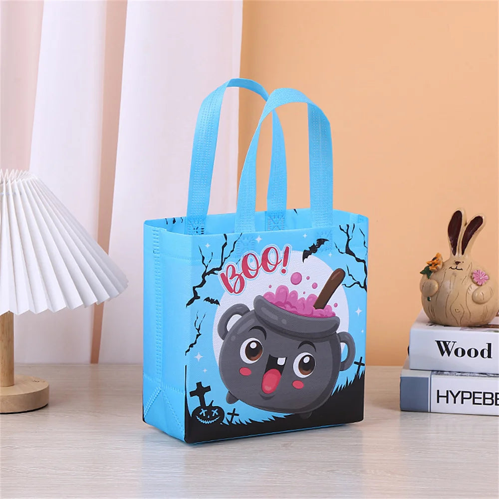 1PC Halloween Non-Woven Candy Tote Bag, Trick or Treat Gift Bag for Kids, Reusable Halloween Goodie Bag, Party Favor and Holiday Gift Wrapping Supplies