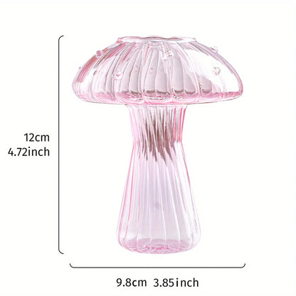 Transparent Glass Mushroom Vase – Hydroponic Planter for Flowers, Plants & Home Décor
