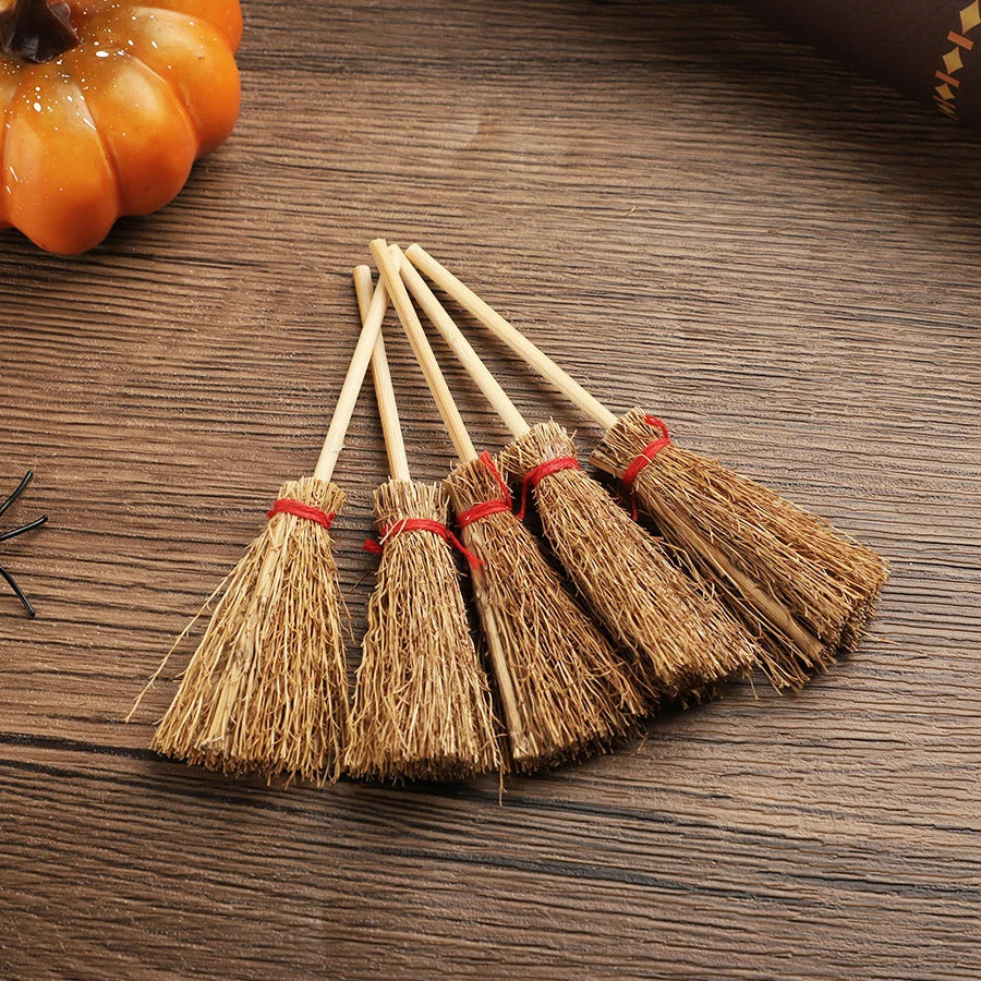 20PCS Mini Witch Hats & Brooms Cake Toppers – Halloween Wizard Hat Cake Decorations for Wedding, Birthday Party & DIY Crafts