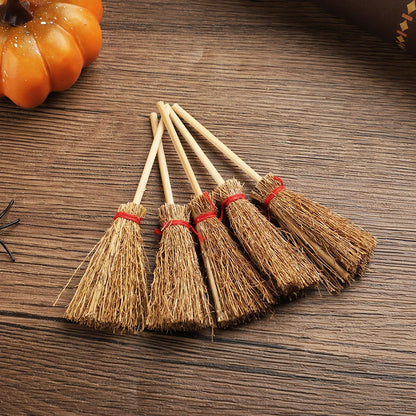 20PCS Mini Witch Hats & Brooms Cake Toppers – Halloween Wizard Hat Cake Decorations for Wedding, Birthday Party & DIY Crafts