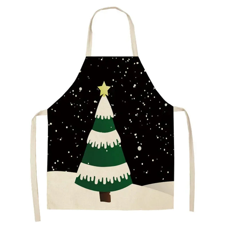 Christmas Moose Print Kitchen Apron – Unisex Cooking & Baking Workwear for Home Cleaning, Barbecue, Restaurant & Kitchen Use
