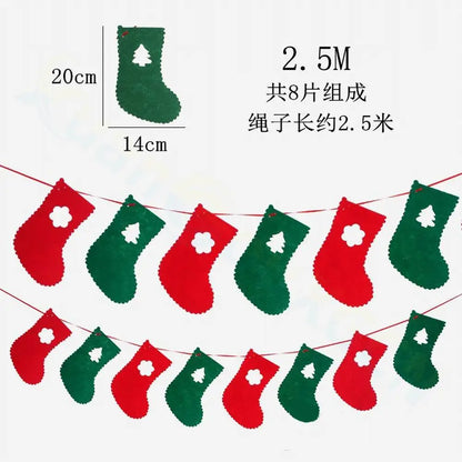 Felt Merry Christmas Banner – Santa Claus Xmas Flag Decoration for Home, Noel Holiday Party & New Year Decor