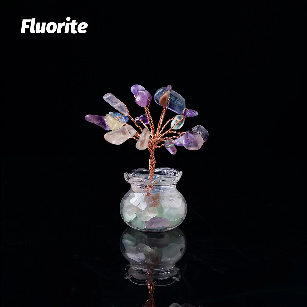 Arbre à vœux en cristal naturel – Arbre à vœux bonsaï en cristal Feng Shui de guérison Reiki pour la décoration de la maison, du bureau et de la table
