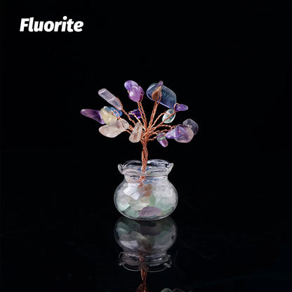 Arbre à vœux en cristal naturel – Arbre à vœux bonsaï en cristal Feng Shui de guérison Reiki pour la décoration de la maison, du bureau et de la table